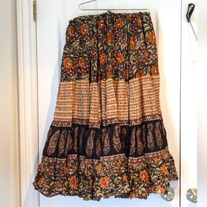 25 Yard Magical Fashions Blockprint Skirt - Brown/Orange/Black